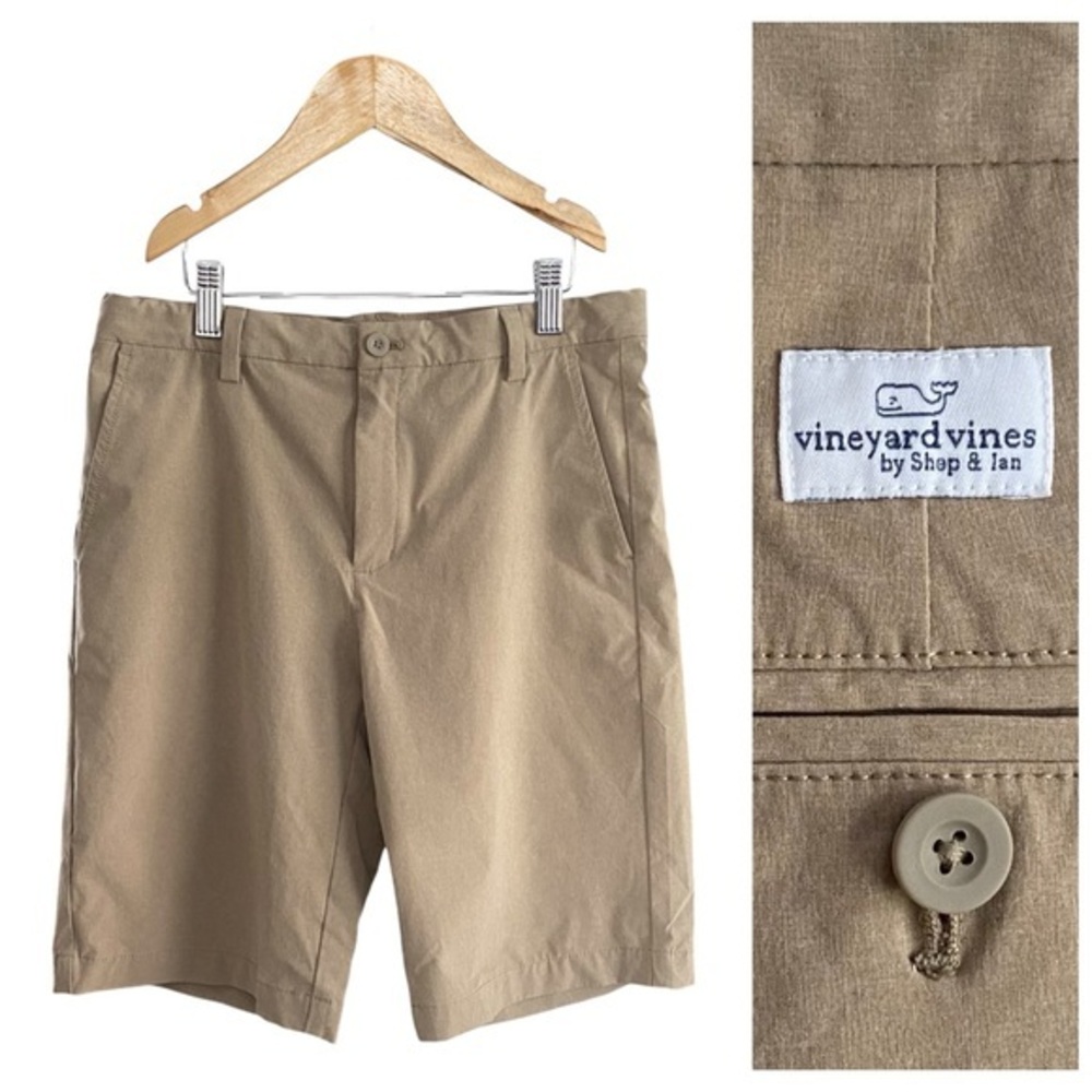 Vineyard Vines Boys' Performance On-The-Go Khaki Tan Shorts 16